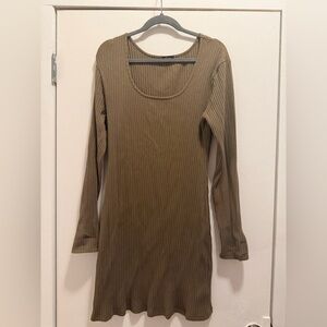 Rails Olive Ribbed Long Sleeve Dress